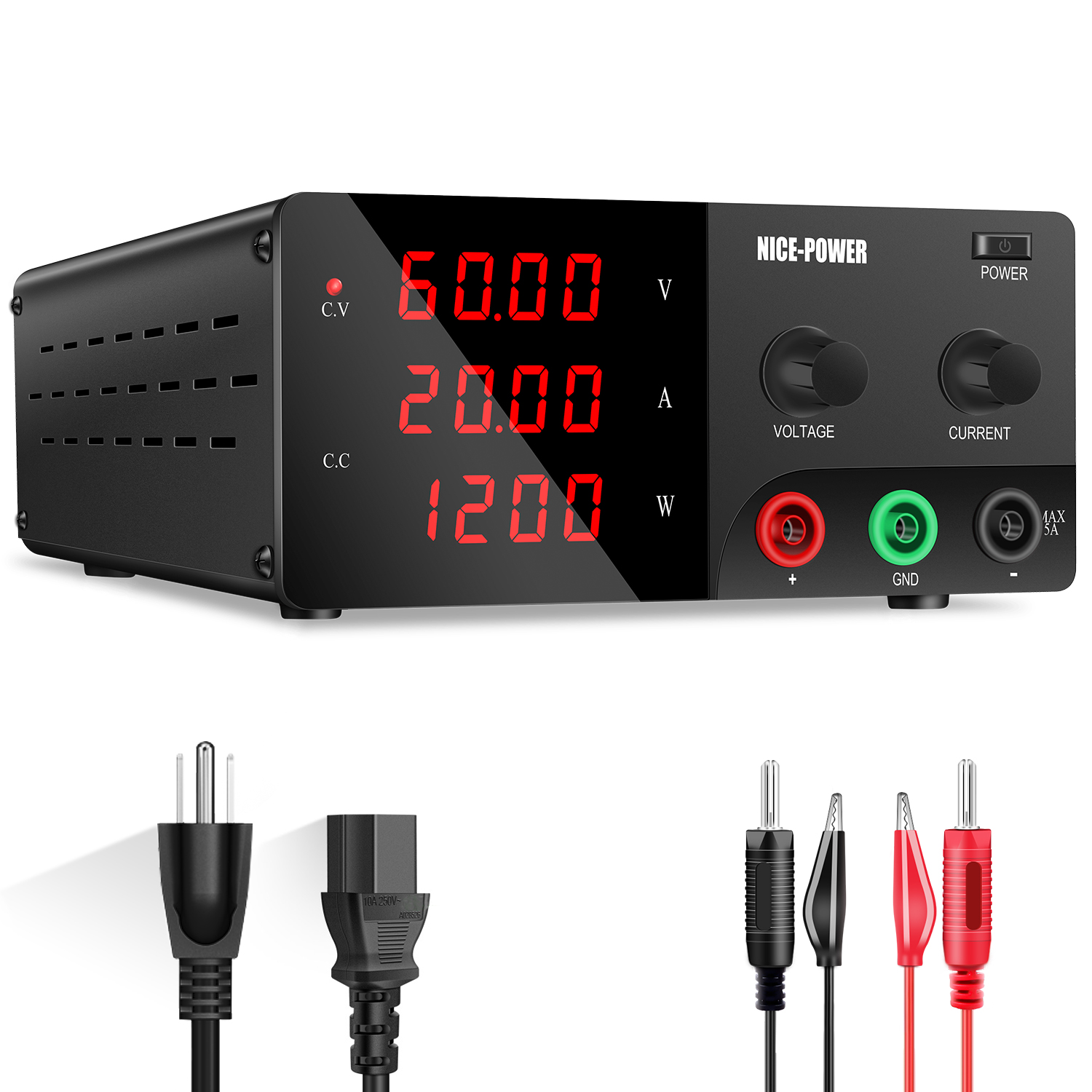 High Power 60V 20A Bench Power Supply - 30V 30A Lab Bench Power Source